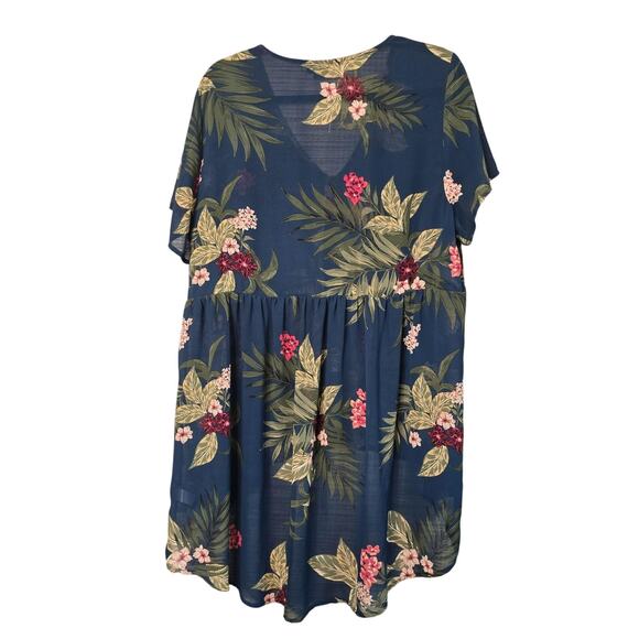 Torrid Blouse Womens Plus Size 2X Floral Short Sleeve Button Front High-Low Boho - Picture 2 of 10